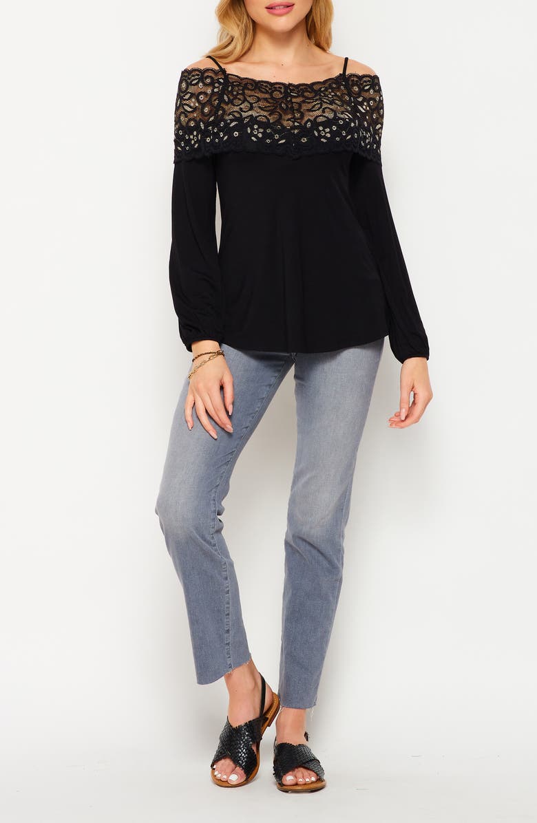 BLUEGREY Drop Shoulder Lace Tunic, Alternate, color, Charcoal