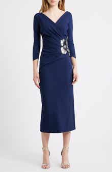 Onori Sequin Appliqué Knit Midi Dress