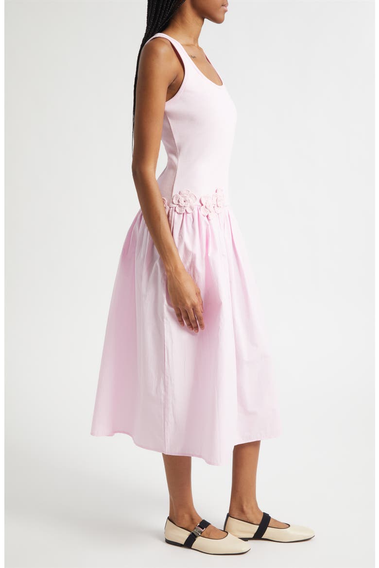 Mixed Media Tank Midi Dress, Alternate, color, CHERRY BLOSSOM