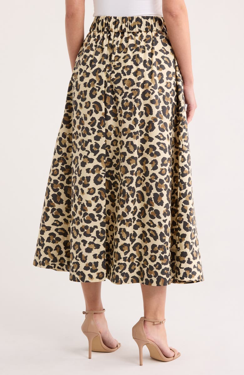 Ellen Tracy Cotton Poplin Skirt, Alternate, color, Leopard