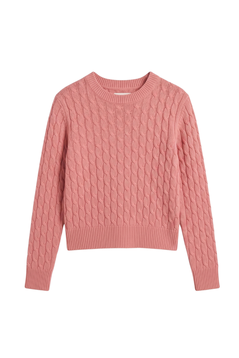 Pure Cashmere Cable Sweater, Alternate, color, Salmon