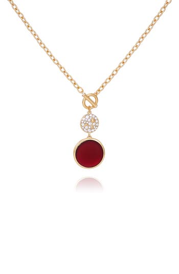T Tahari Pavé Pendant Drop Toggle Necklace In Gold