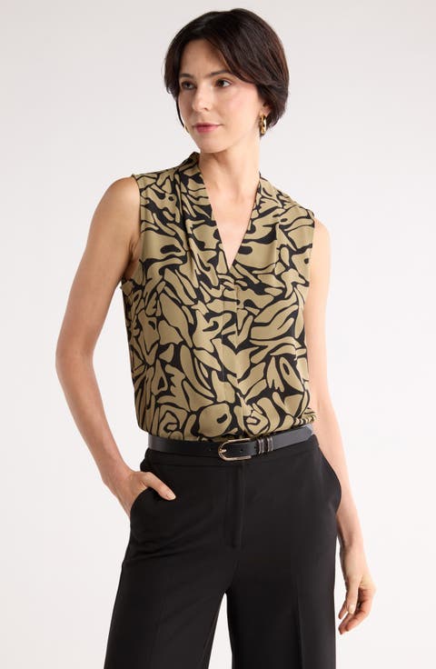 V-Neck Sleeveless Woven Shell Top