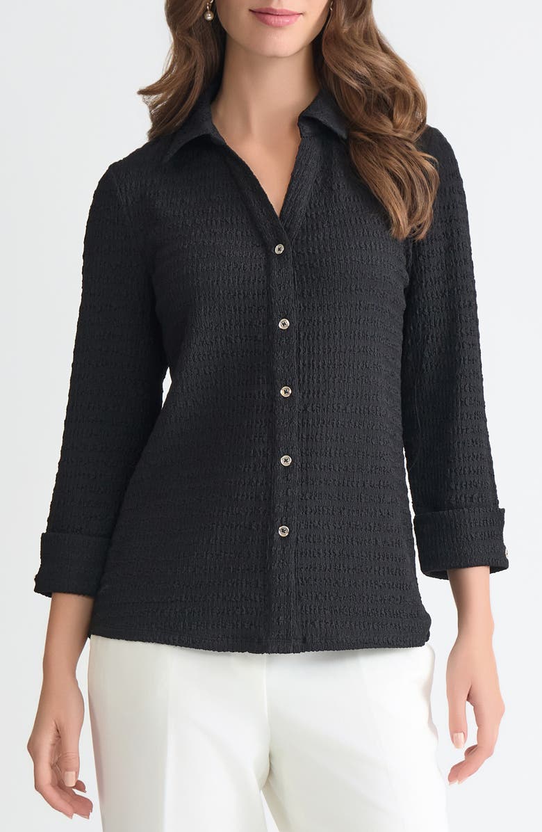 KASPER Ridge Knit Button-Up Shirt, Main, color, 