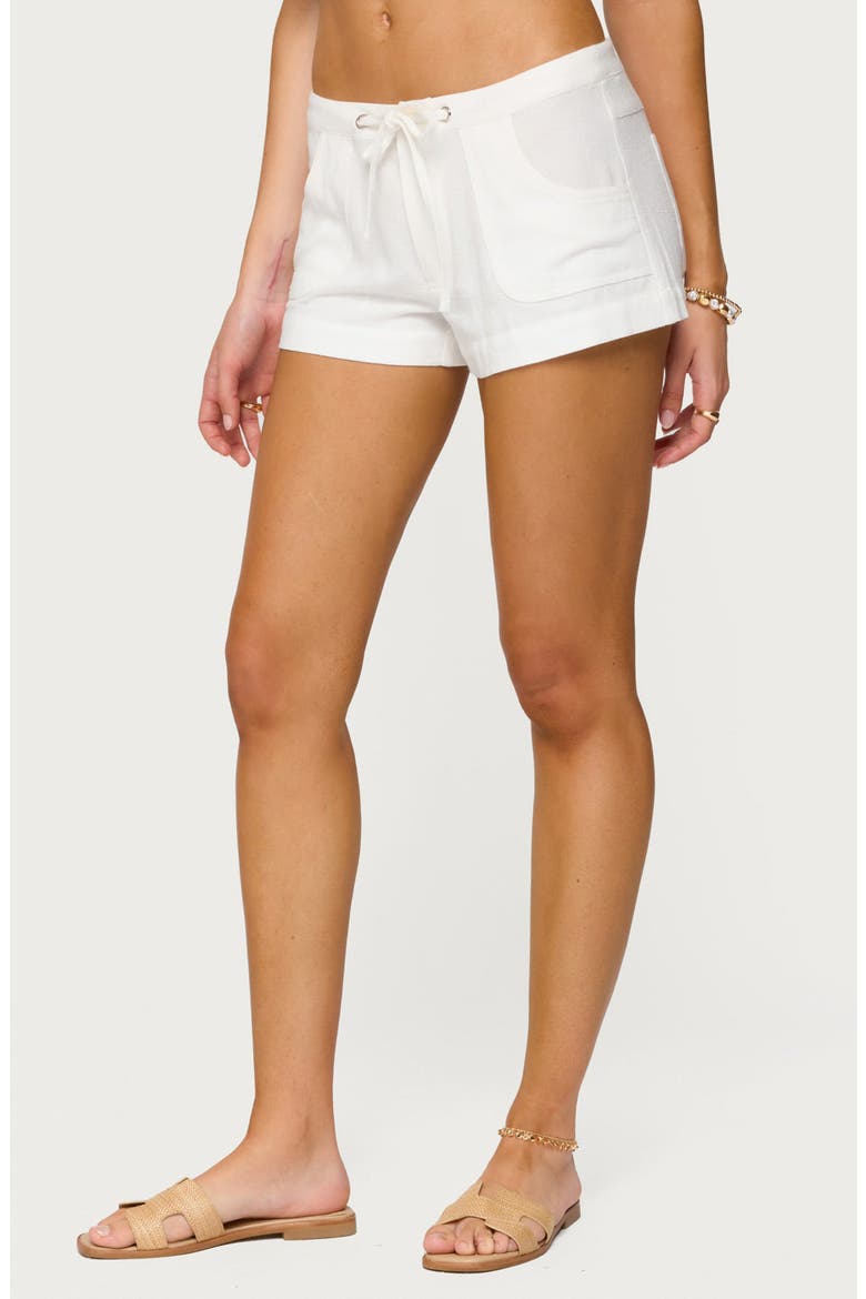 Hollis Cotton & Linen Shorts, Alternate, color, WHITE