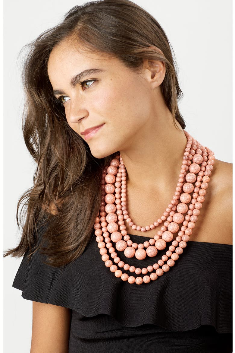 'Globe' Multistrand Beaded Necklace, Alternate, color, MEDIUM PINK