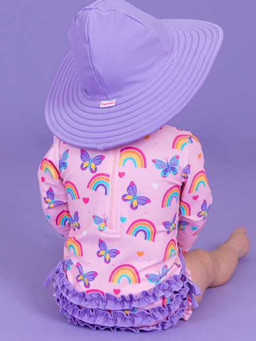 Rufflebutts Baby Girls Long Sleeve Upf50+ One Piece Rash Guard In Multi