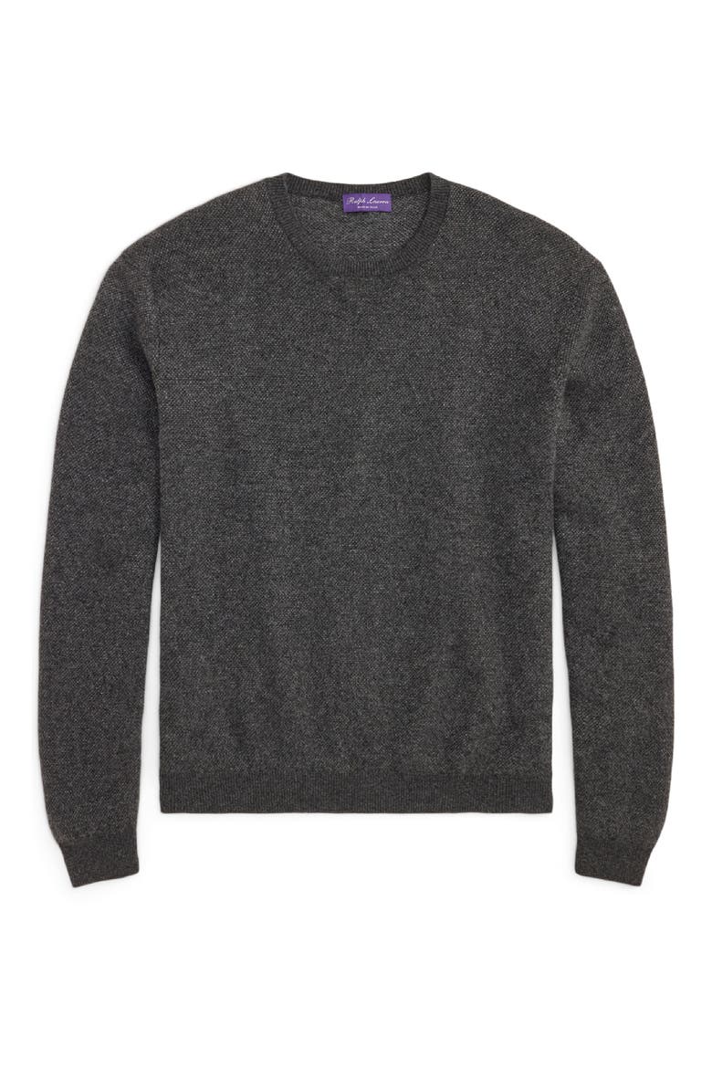 Bird's Eye Cashmere Crewneck Sweater, Alternate, color, DARK GREY MELANGE
