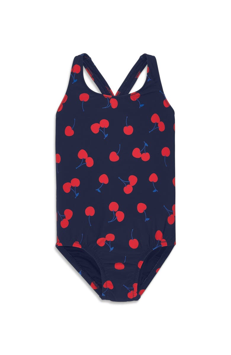 Primary Kids Tank Swimsuit In Cherries, Main, color, Navy Cherries
