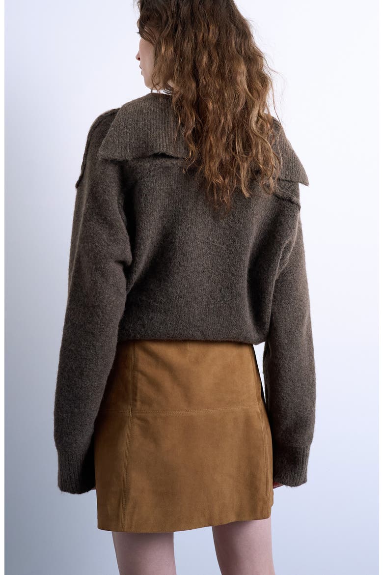 Paneled Suede Miniskirt, Alternate, color, BROWN