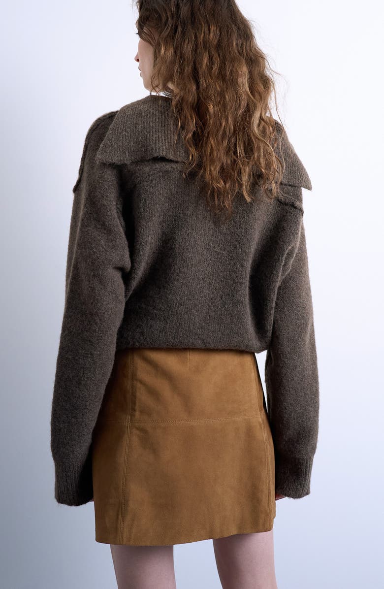 Topshop Paneled Suede Miniskirt, Alternate, color, Brown