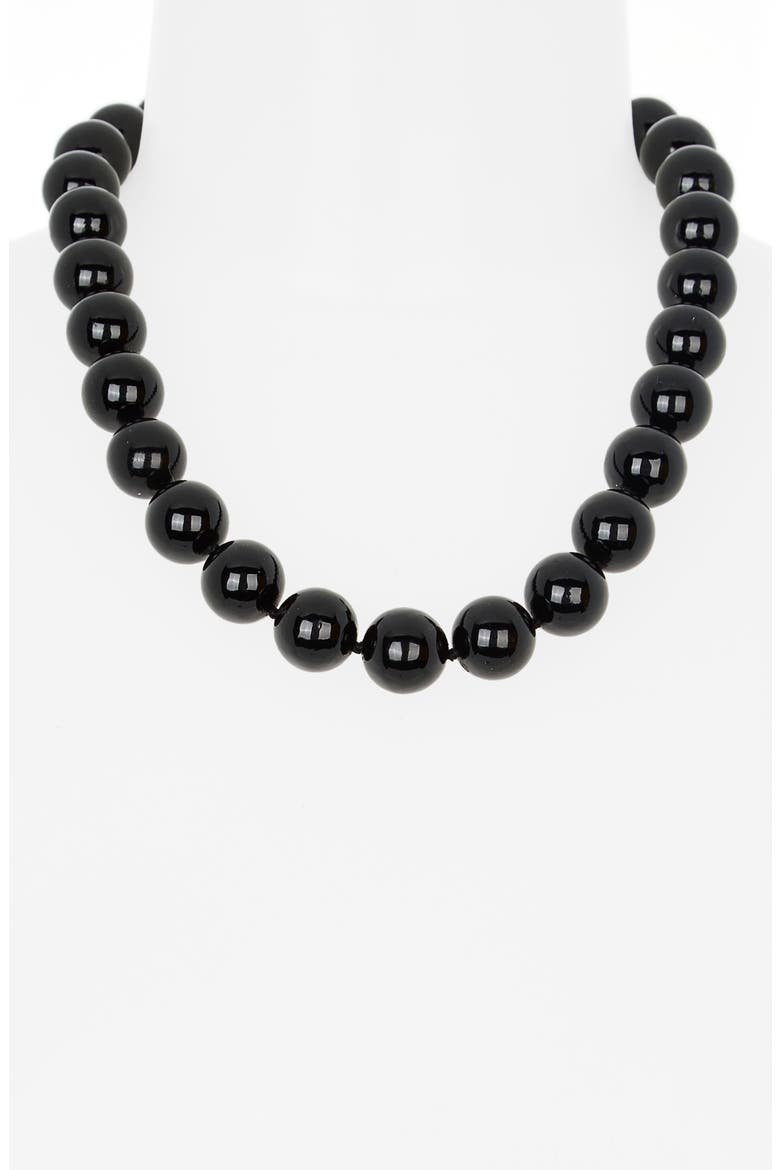 Black Beaded Necklace, Alternate, color, BLACK
