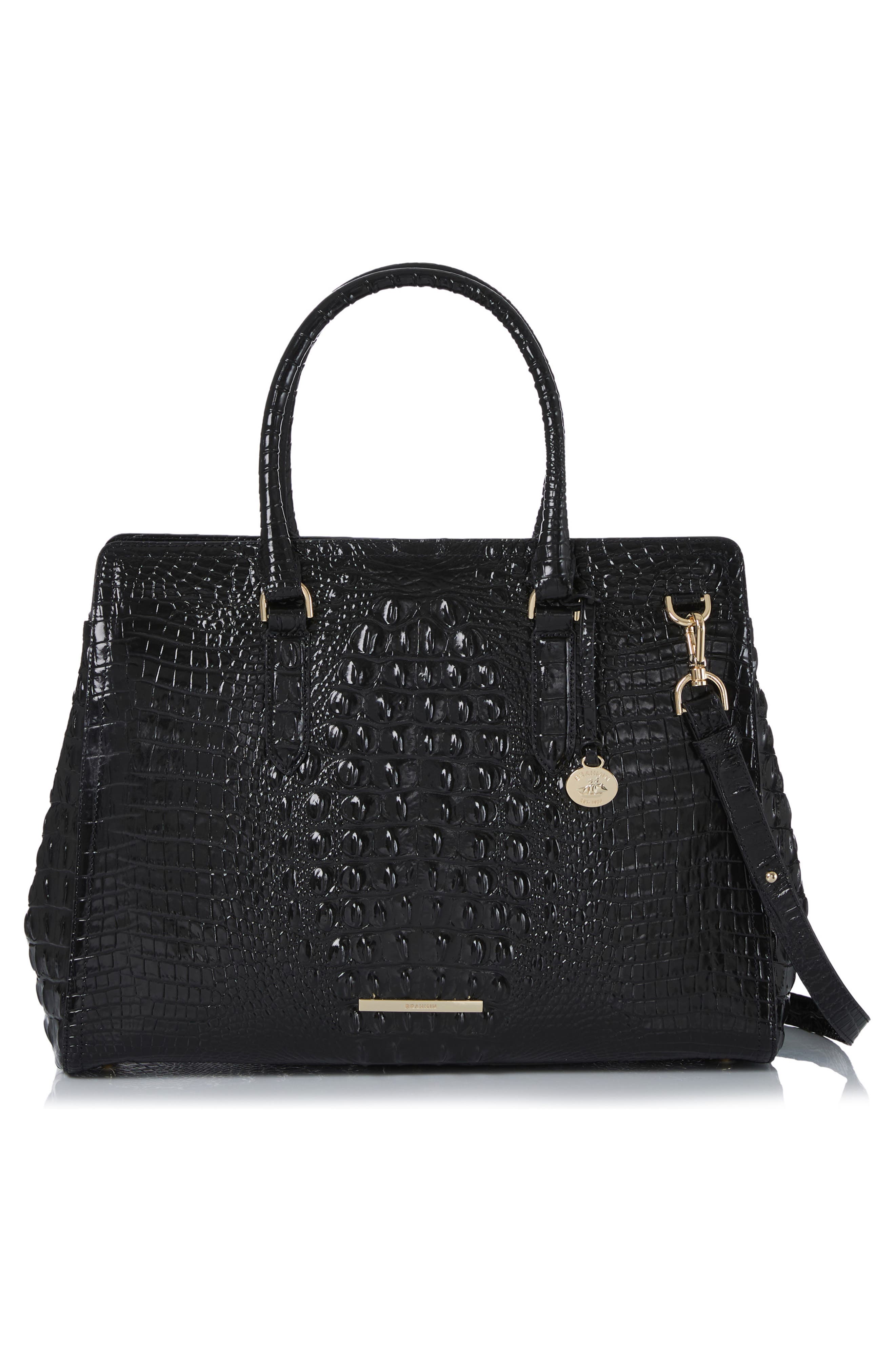 Brahmin Finley Carryall Croc Embossed Leather Satchel, Alternate, color, 