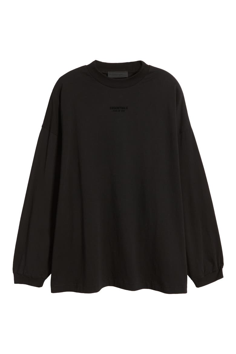 Essentials Long Sleeve Cotton T-Shirt, Alternate, color, JET BLACK
