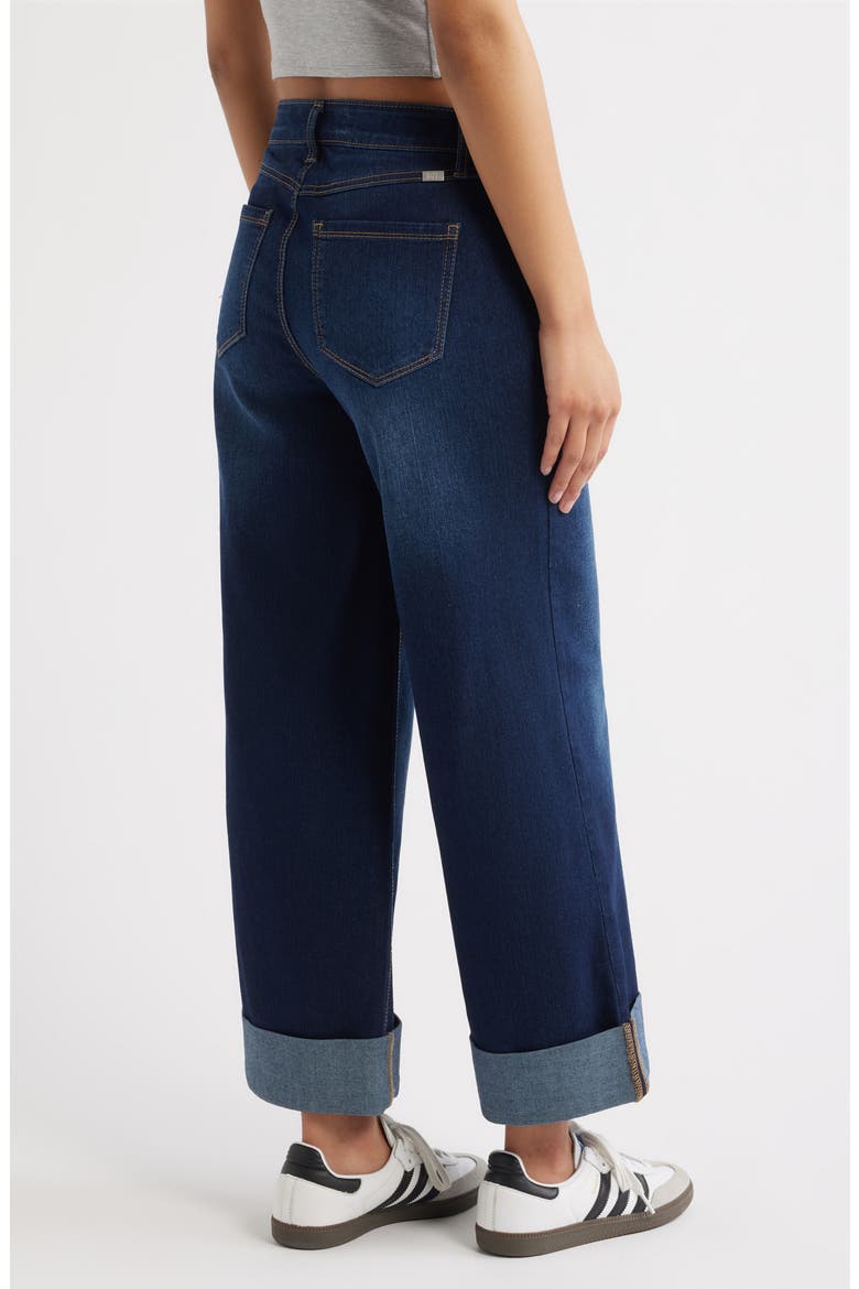 High Waist Rolled Cuff Slim Wide Leg Jeans, Alternate, color, XAY