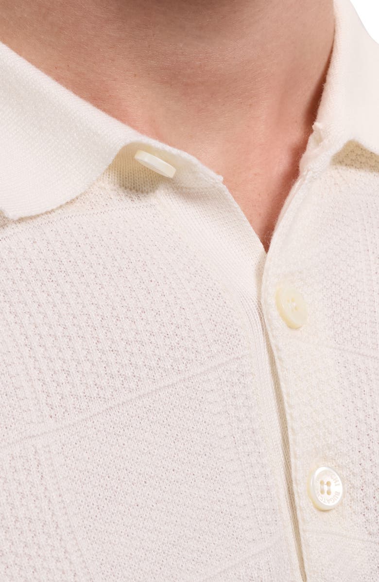Bugatchi Checkerboard Stitch Polo Sweater, Alternate, color, Chalk