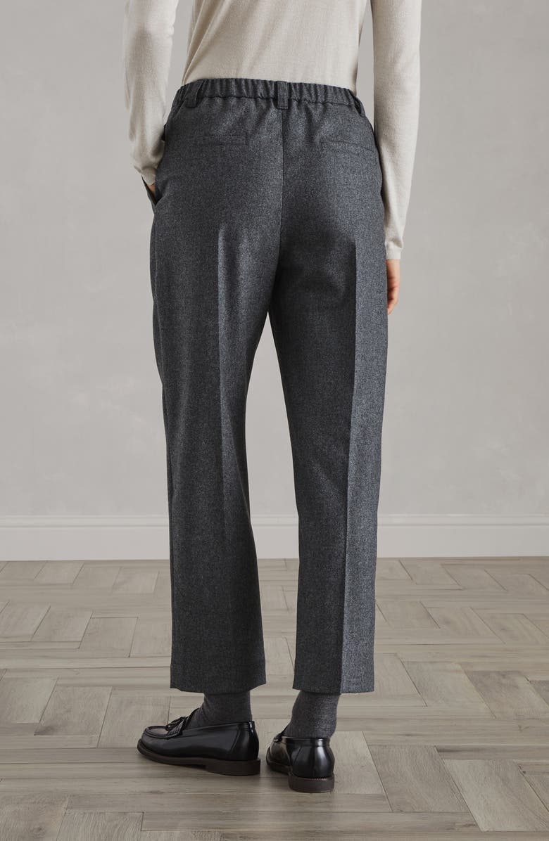 Brunello Cucinelli Virgin wool and cashmere flannel baggy trousers, Alternate, color, 