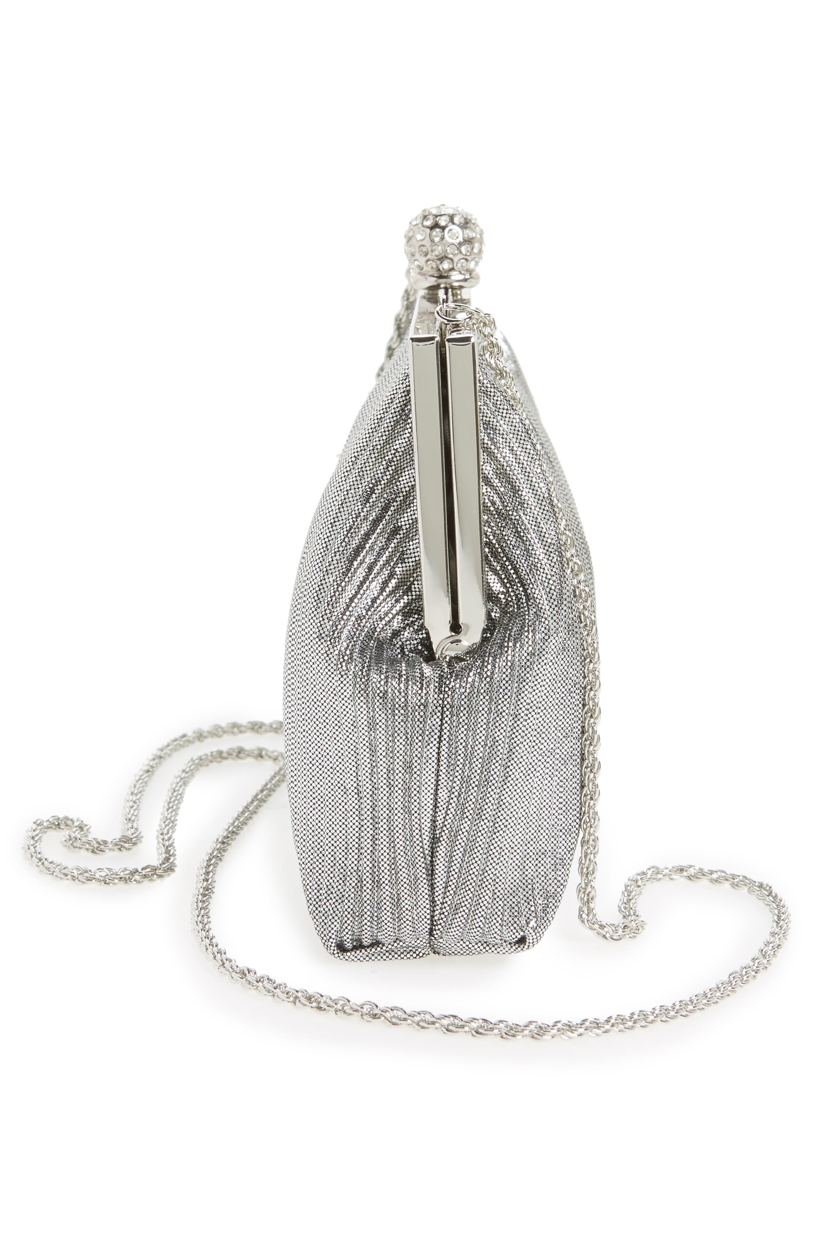 Nina Aneka Pleated Shine Clutch, Alternate, color, Steel