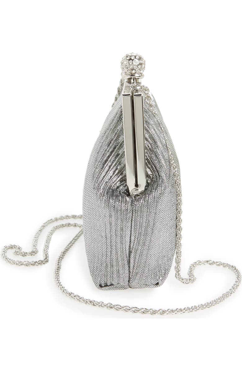 Nina Aneka Pleated Shine Clutch, Alternate, color, Steel