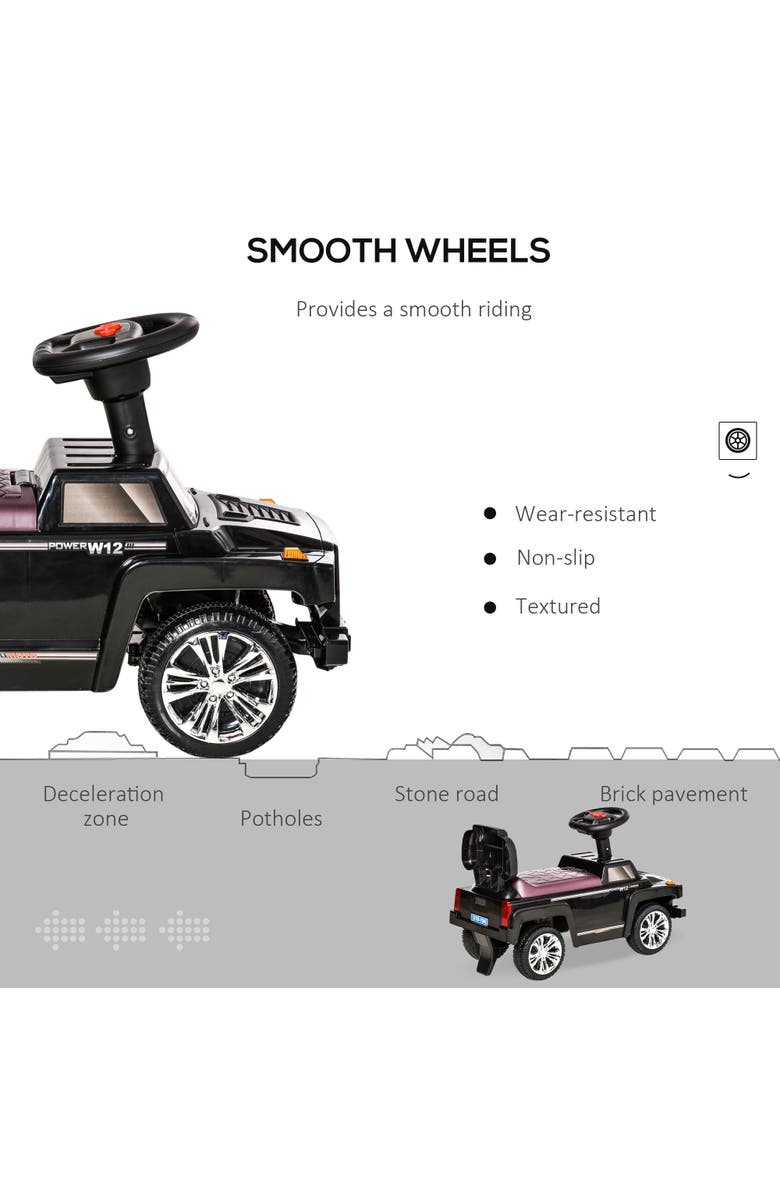 Aosom Kids SUV Push Car with Horn, Music, Lights, Storage, Alternate, color, Black