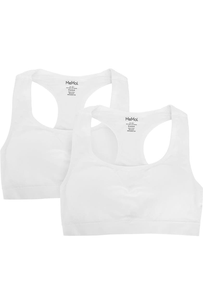 2 Pair Pack Racerback Sports Training Bra, Main, color, White