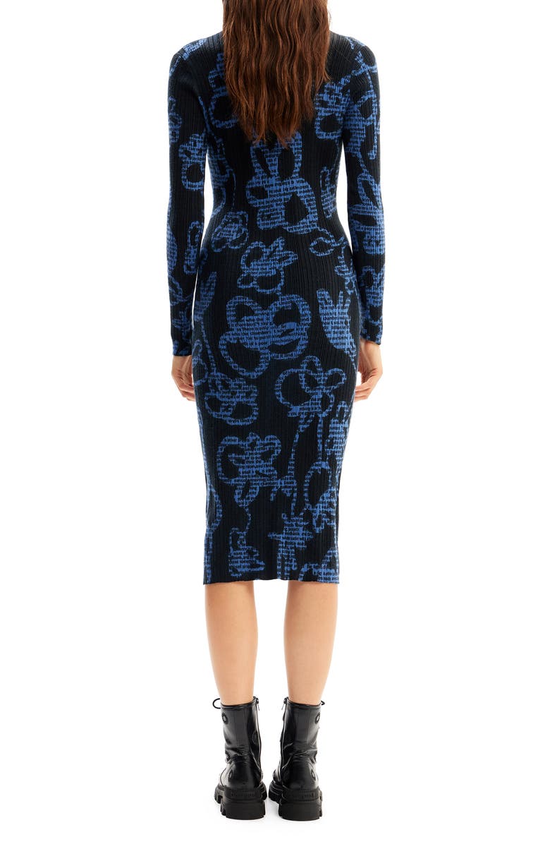 Desigual Floral Knit Midi Dress, Alternate, color, 