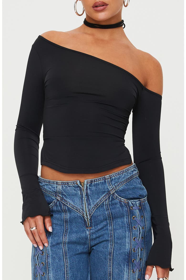 Vito Asymmetric One-Shoulder Top, Main, color, BLACK