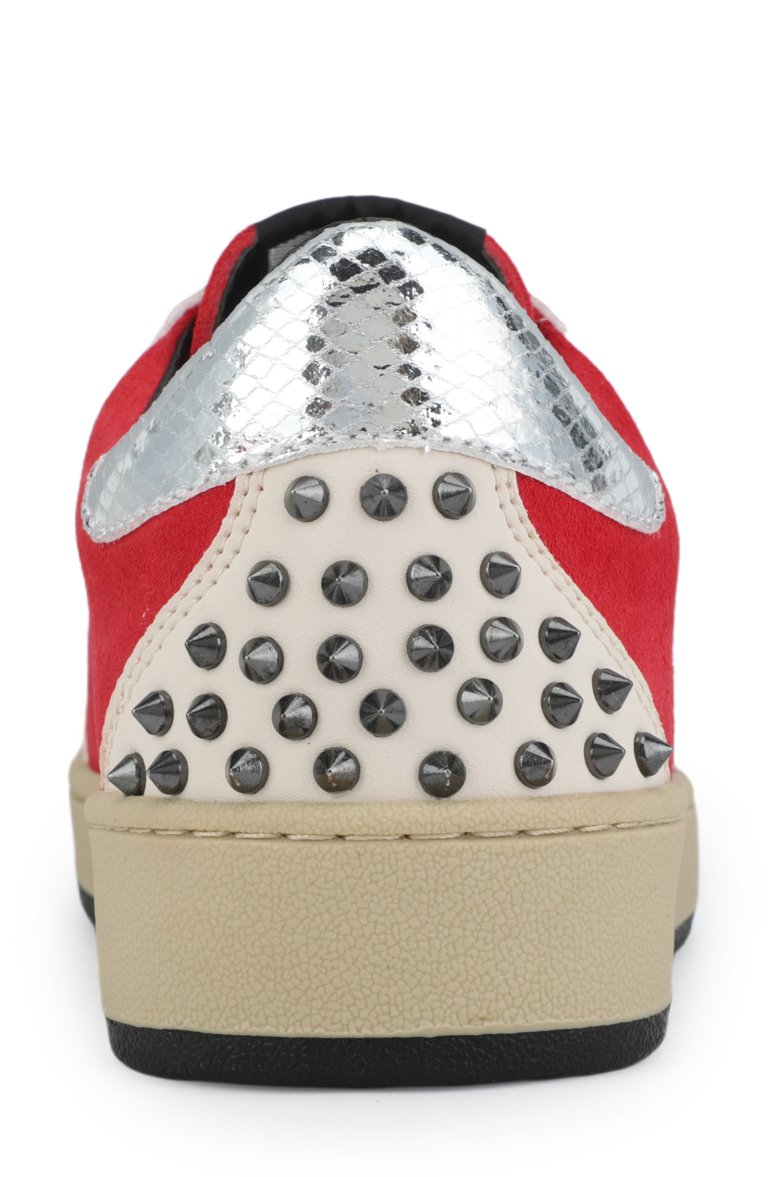 Denisse Genuine Calf Hair Sneaker, Alternate, color, NUDE RED/ STUDDED