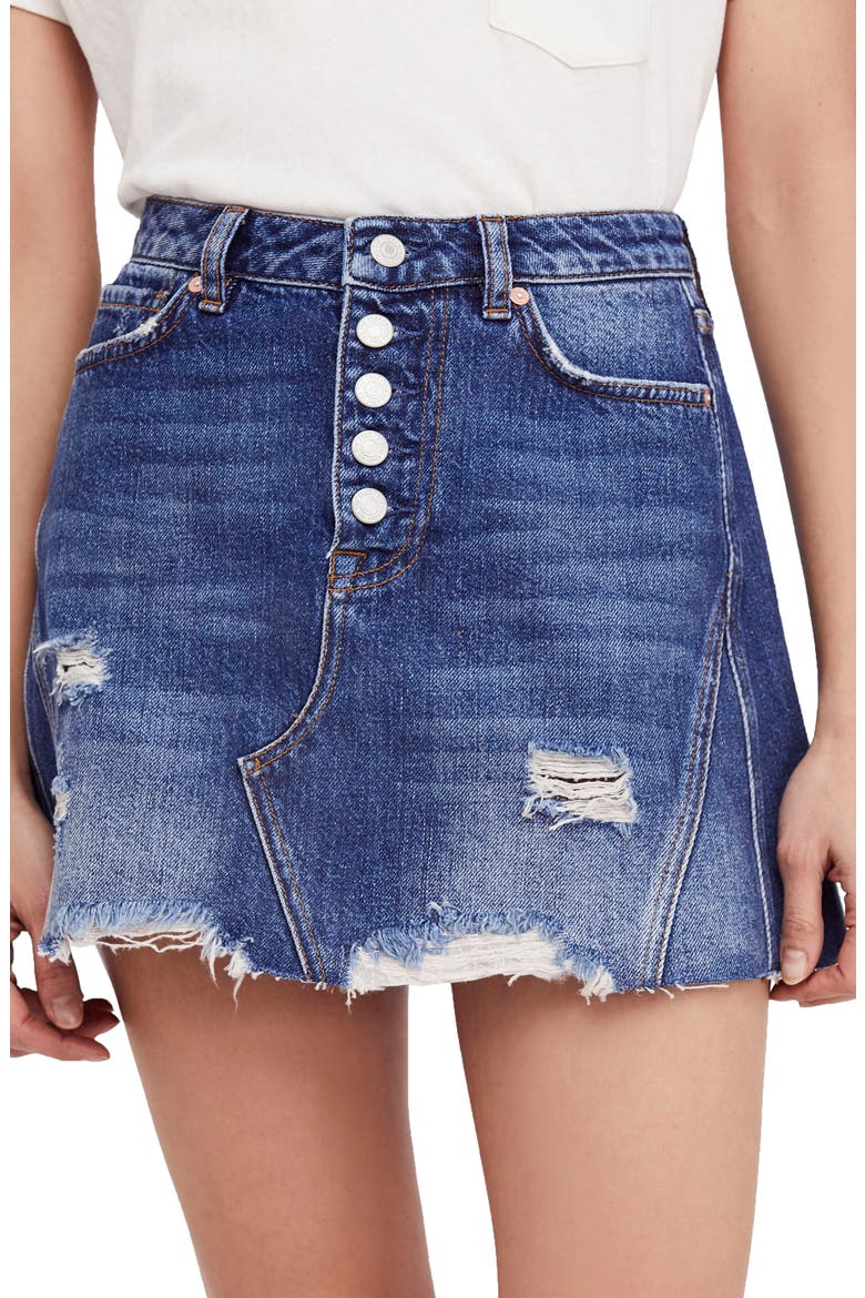 We the Free by Free People Denim A-Line Skirt, Main, color, HARVEY