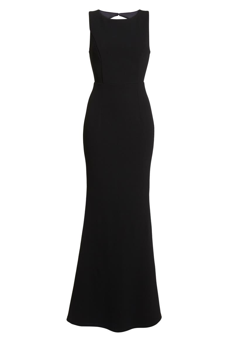 Mine Backless Trumpet Gown, Alternate, color, BLACK