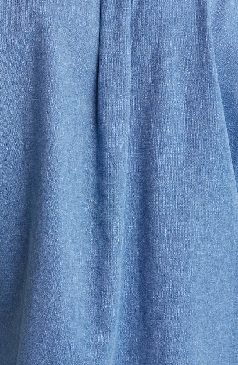 FRAME Short Sleeve Cotton & Linen Chambray Camp Shirt, Alternate, color,