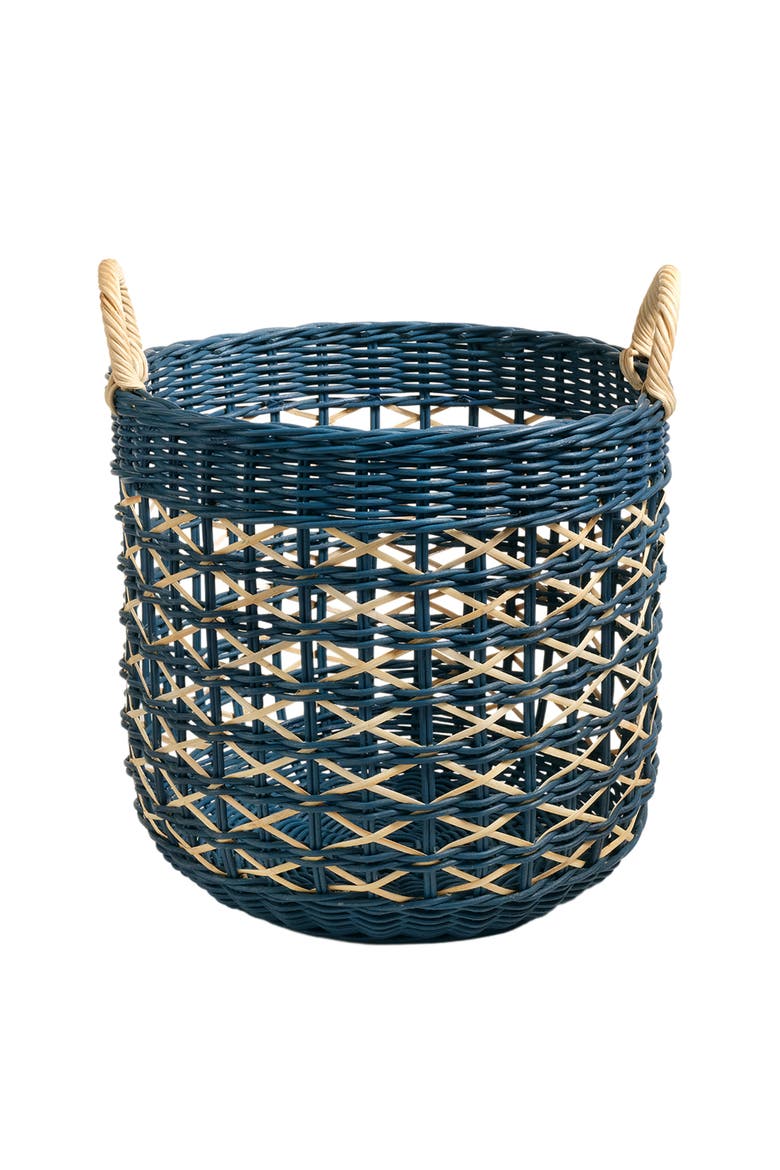 Java Round Rattan Basket 15 In, Main, color, Blue