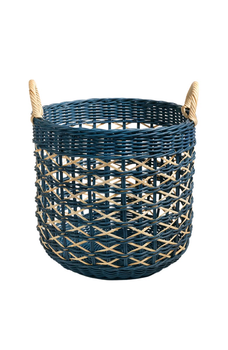 Zsa Zsa Zsu Java Round Rattan Basket 15 In, Main, color, Blue