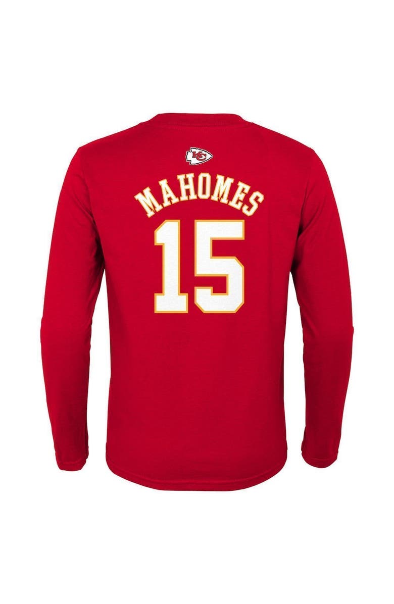 Outerstuff Youth Patrick Mahomes Red Kansas City Chiefs Mainliner Name & Number Long Sleeve T-Shirt, Alternate, color, 