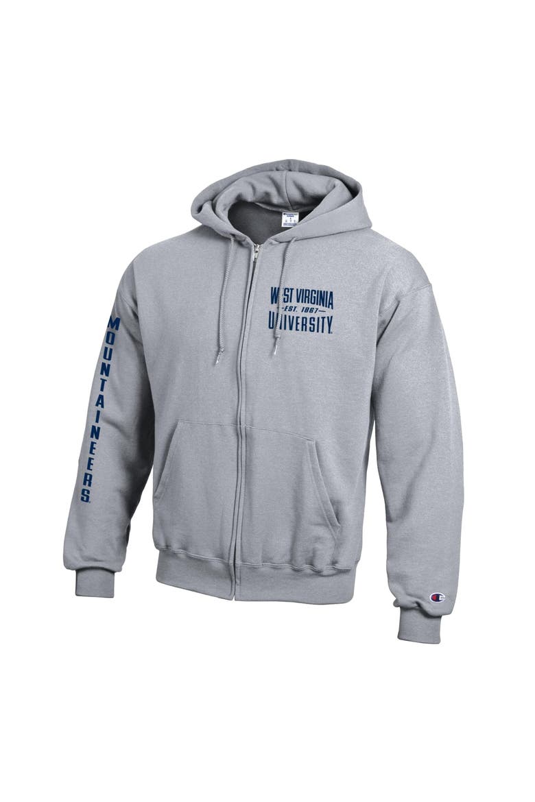 Men's Champion  Heather Gray West Virginia Mountaineers Varsity Powerblend Full-Zip Fleece Hoodie, Alternate, color, Heather Gray