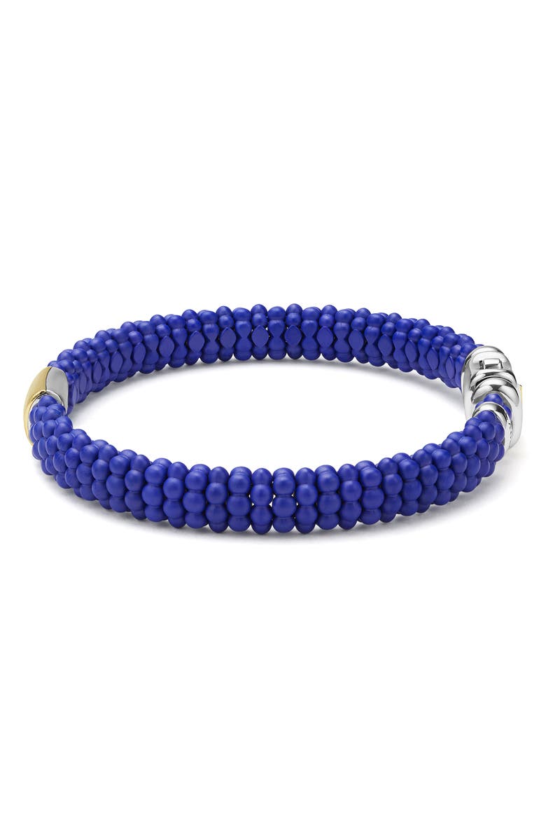 LAGOS Men's Anthem Ceramic Caviar Beaded Bracelet, Alternate, color, Blue/ Silver