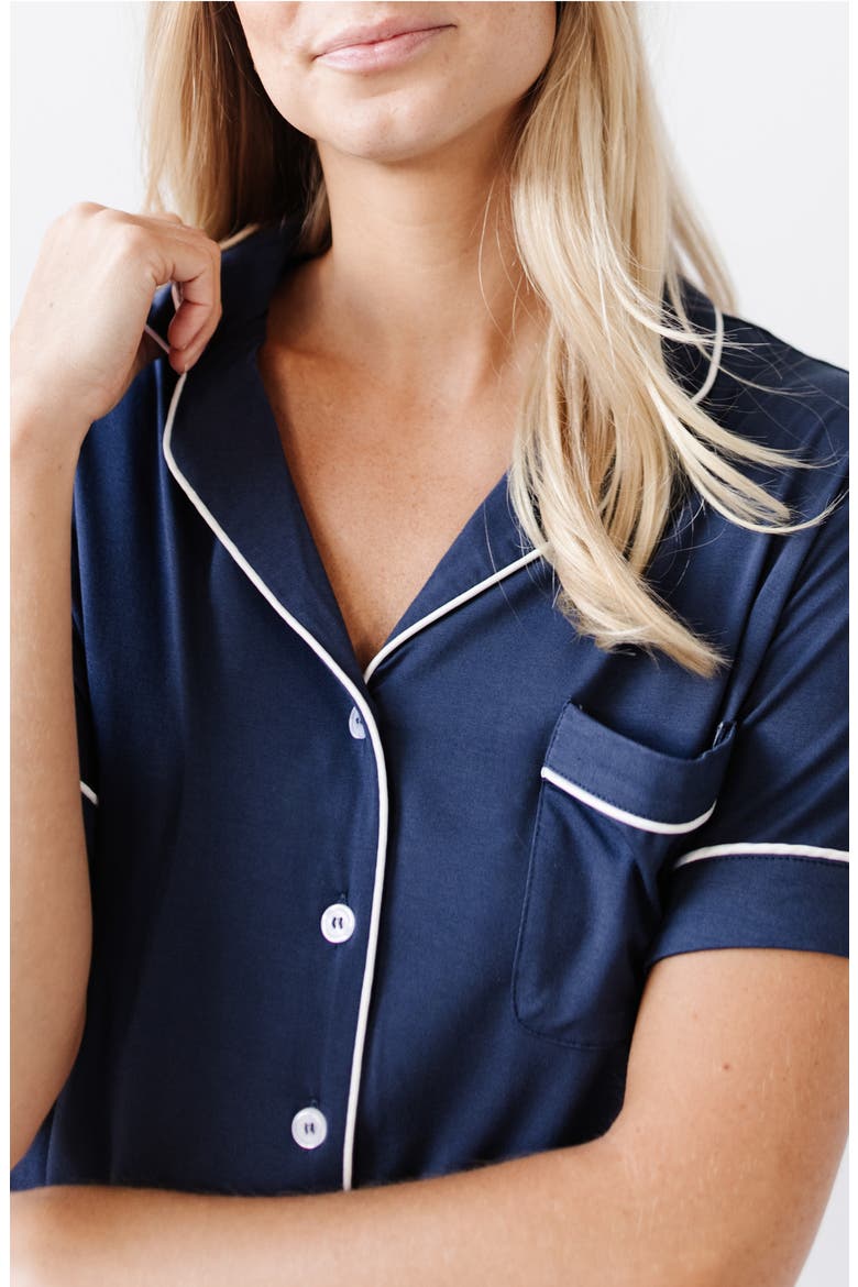Short Sleeve Knit Pajamas, Alternate, color, NAVY