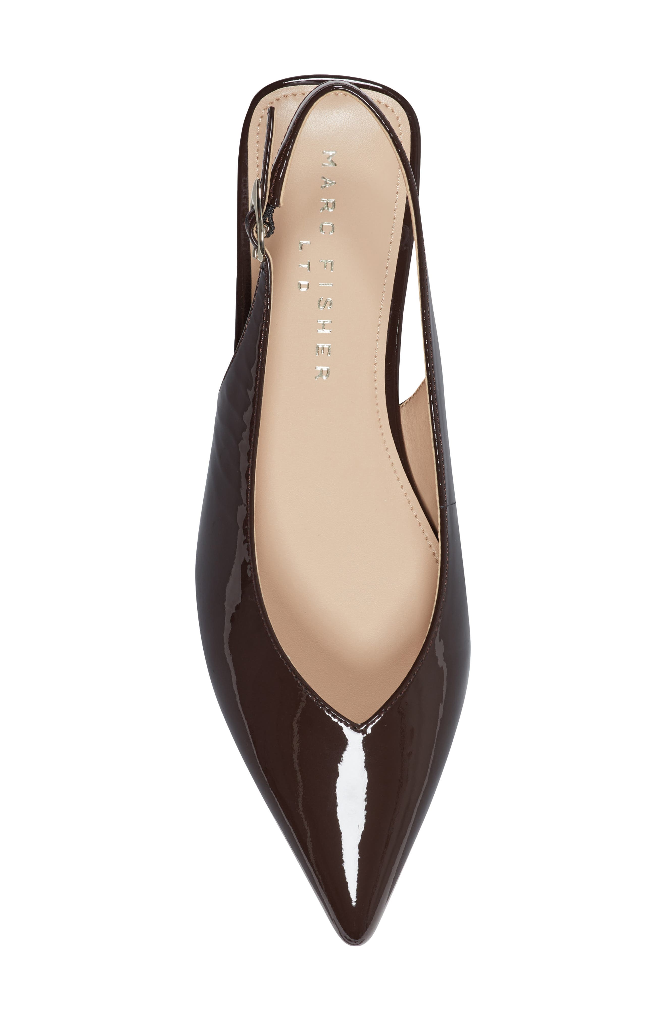 Gabra Pointed Toe Slingback Flat, Alternate, color, DARK BROWN