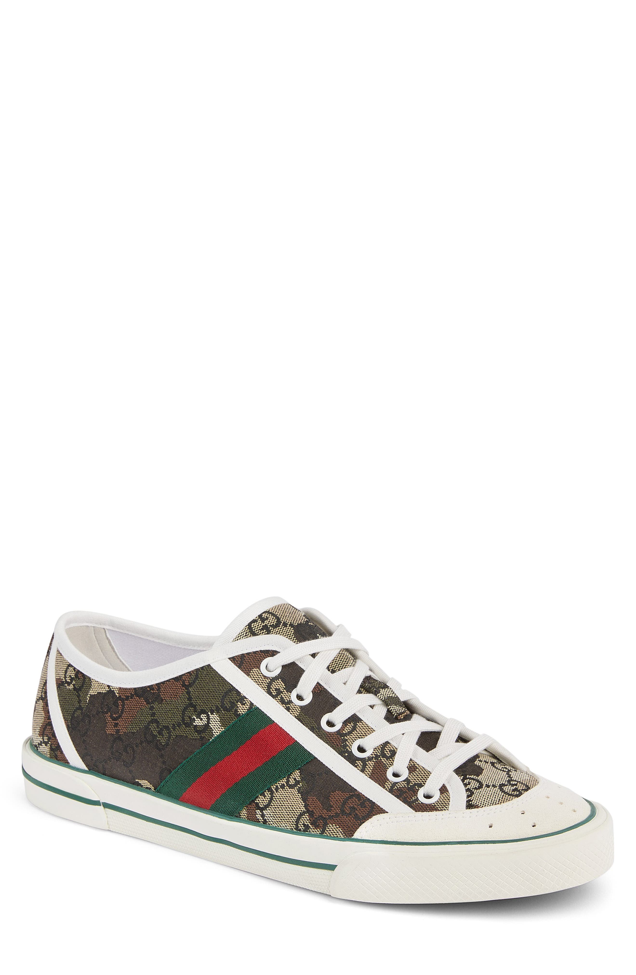 Gucci Tennis 77 Low Top Sneaker, Main, color, Beige/ Green Multi