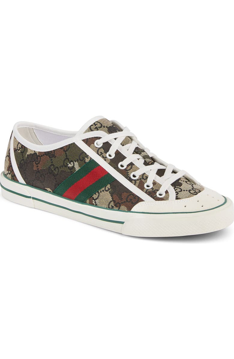 Gucci Tennis 77 Low Top Sneaker, Main, color, Beige/ Green Multi