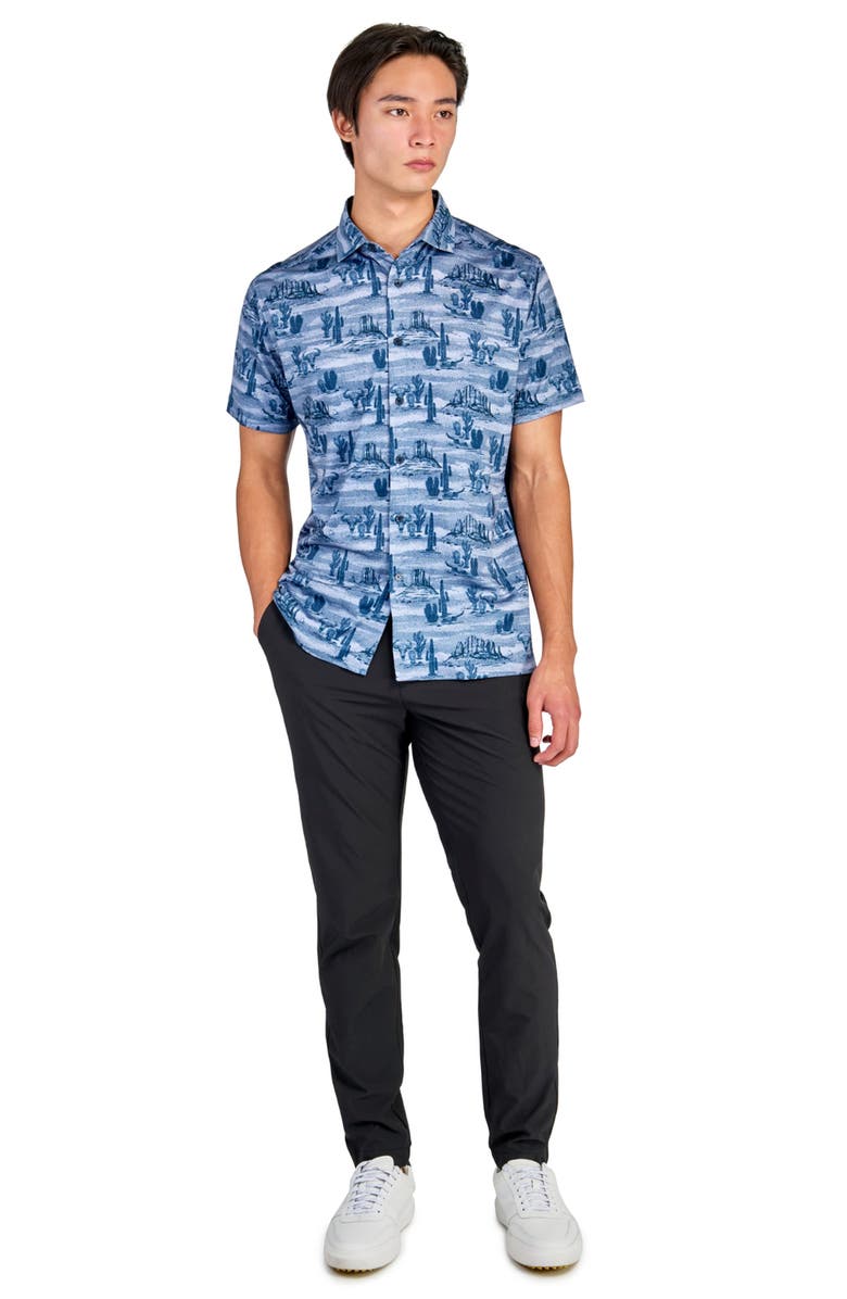CONSTRUCT Regular Fit Desert Print Recycled Performance Golf Button-Down Shirt, Alternate, color, Slate