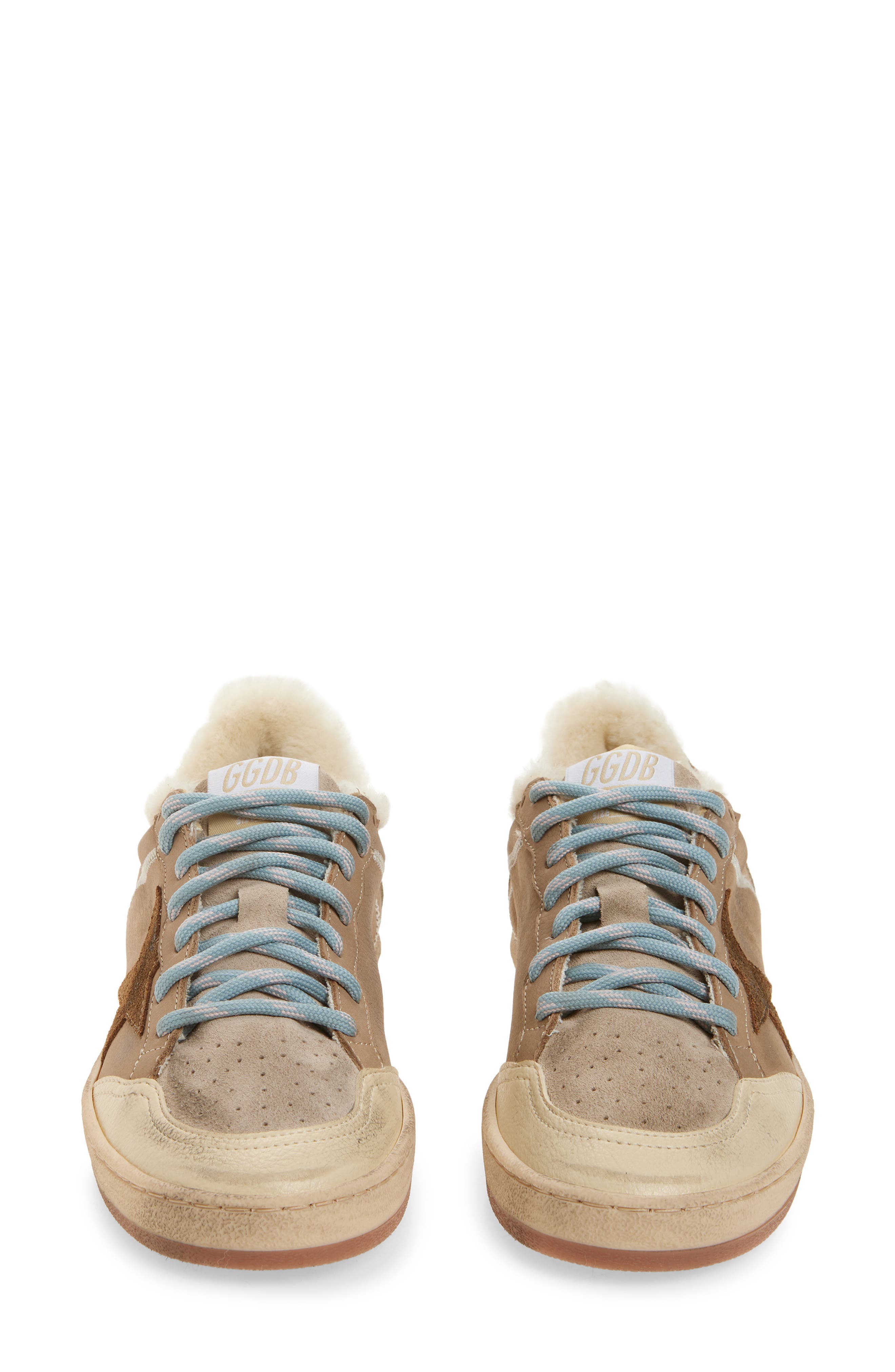 Golden Goose Ball Star Low Top Faux Shearling Lined Sneaker, Alternate, color, Beige/ Burned Brown