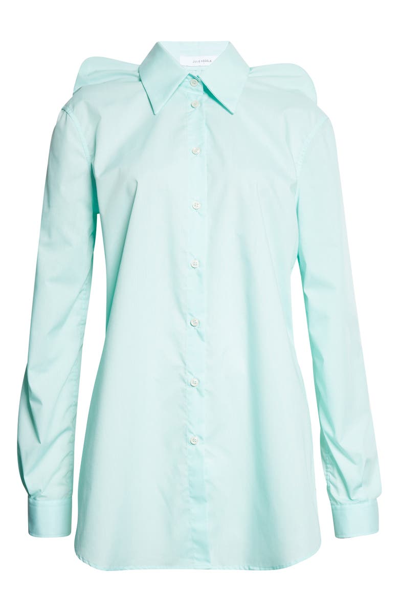 JULIE KEGELS Lifted Shoulders Button-Up Shirt, Alternate, color, Mint