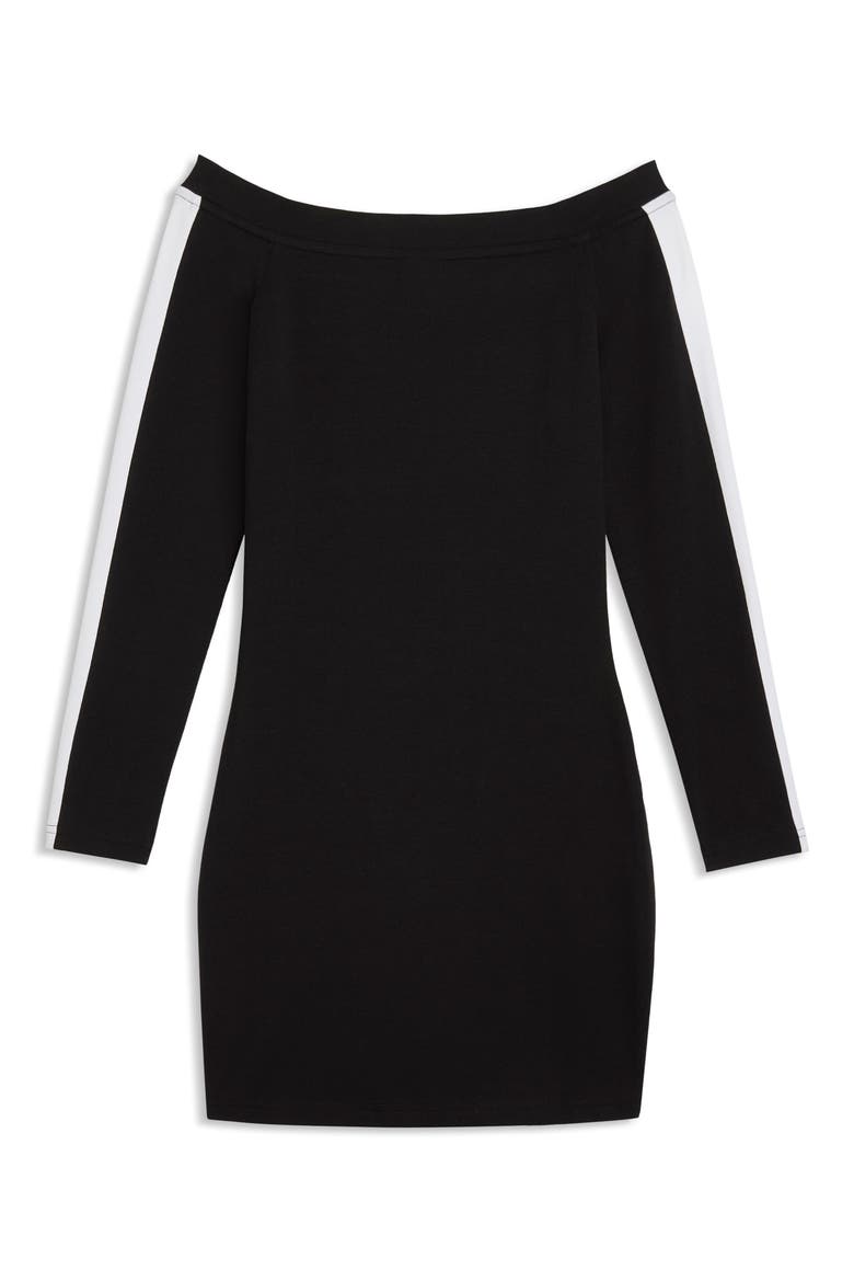 T7 Off the Shoulder Bodycon Dress, Alternate, color, PUMA BLACK