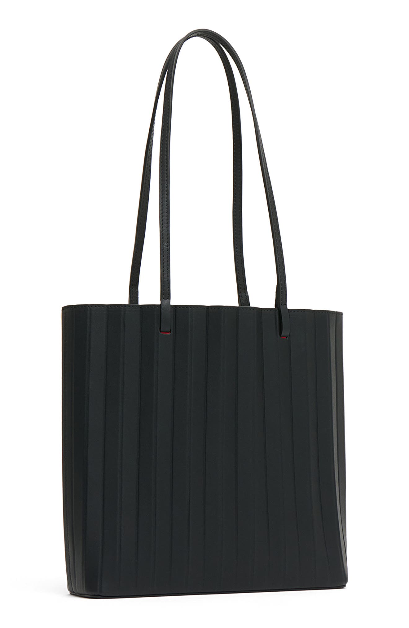 Filo Pleated Tote, Main, color, BLACK/ FLAMMA