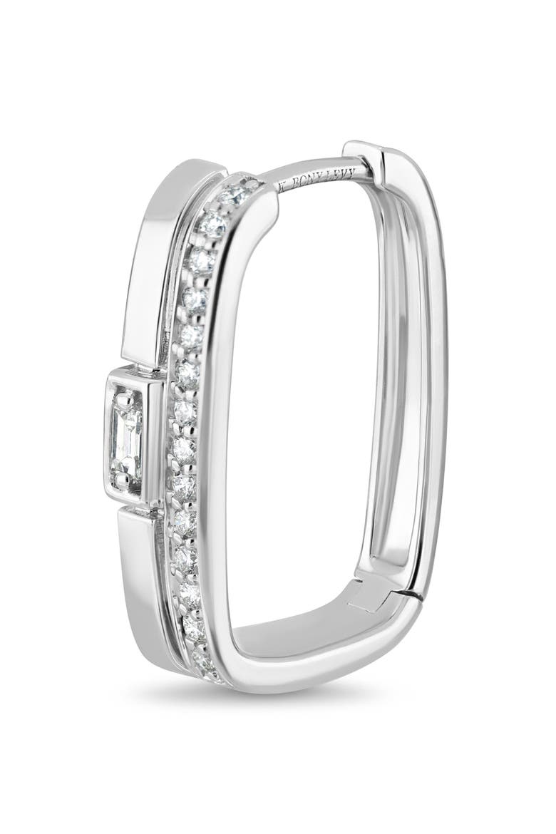 Kiera 18k Gold Diamond Rectangle Hoop Earrings, Alternate, color, 18KW