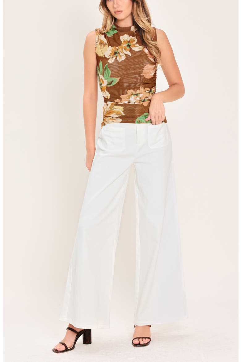 Floral Mesh Sleeveless Top, Alternate, color, BROWN