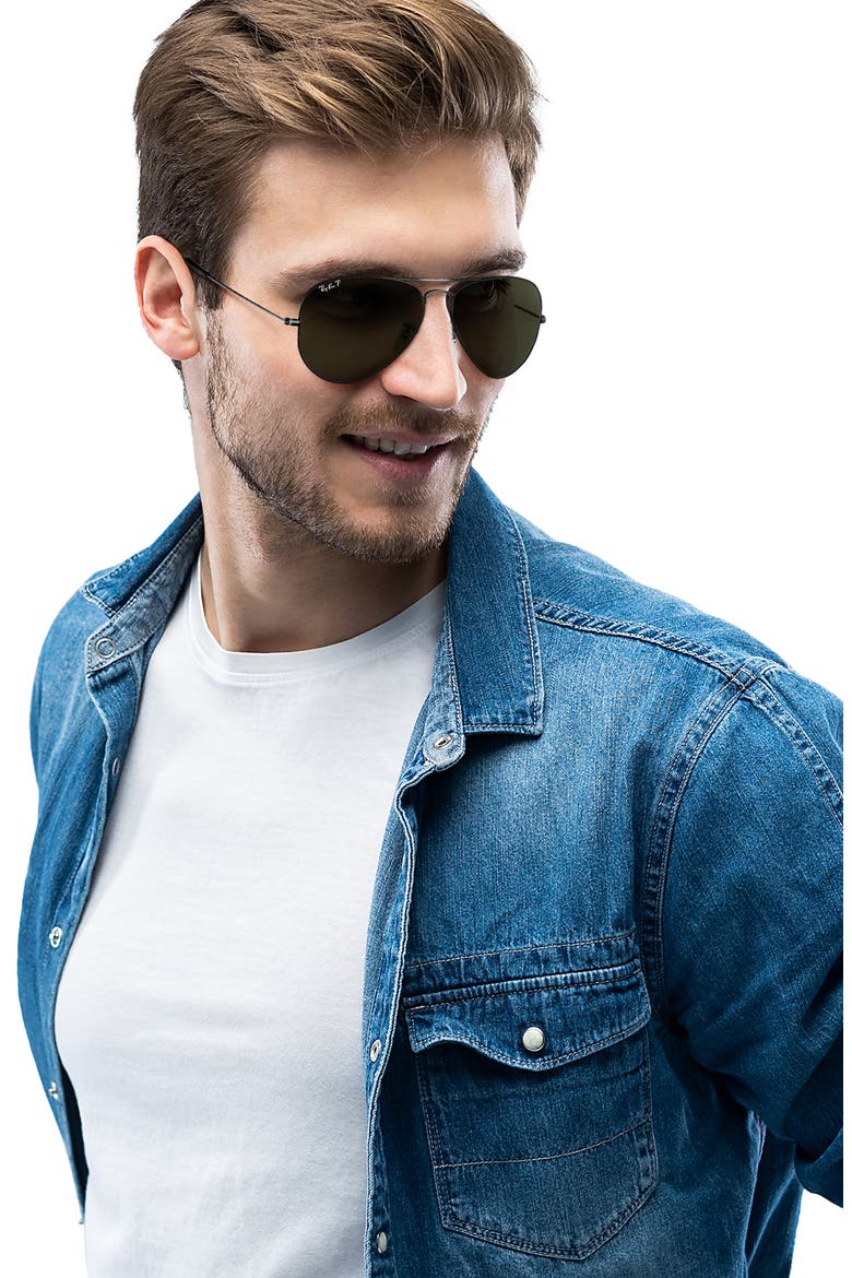 Original 62mm Polarized Aviator Sunglasses, Alternate, color, BLACK/ POLARIZED