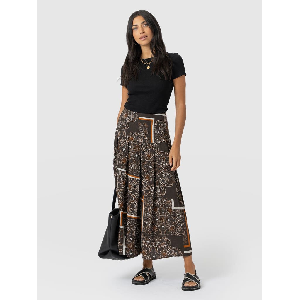 Saint And Sofia Saint + Sofia Everly Pleated Skirt In Brown