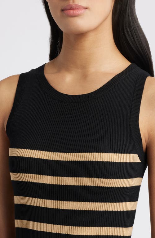Zoe And Claire Mixed Media Stripe Bodice Sweater Dress In Black